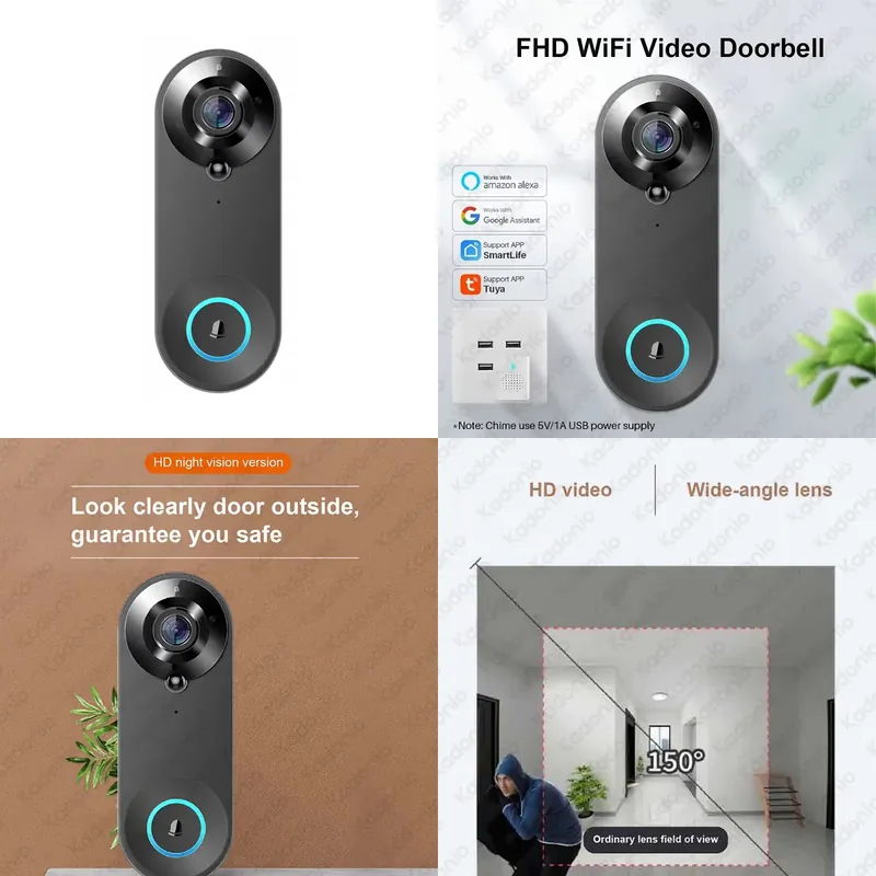 Video Doorbell - Kadonio 1080P WiFi Video Door Bell