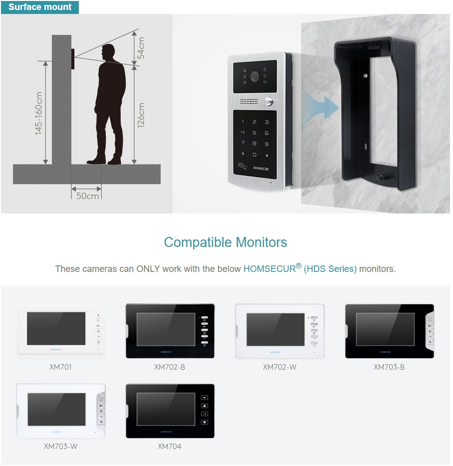 Video Doorbell - HOMSECUR XC004-S Outdoor Camera RFID Code