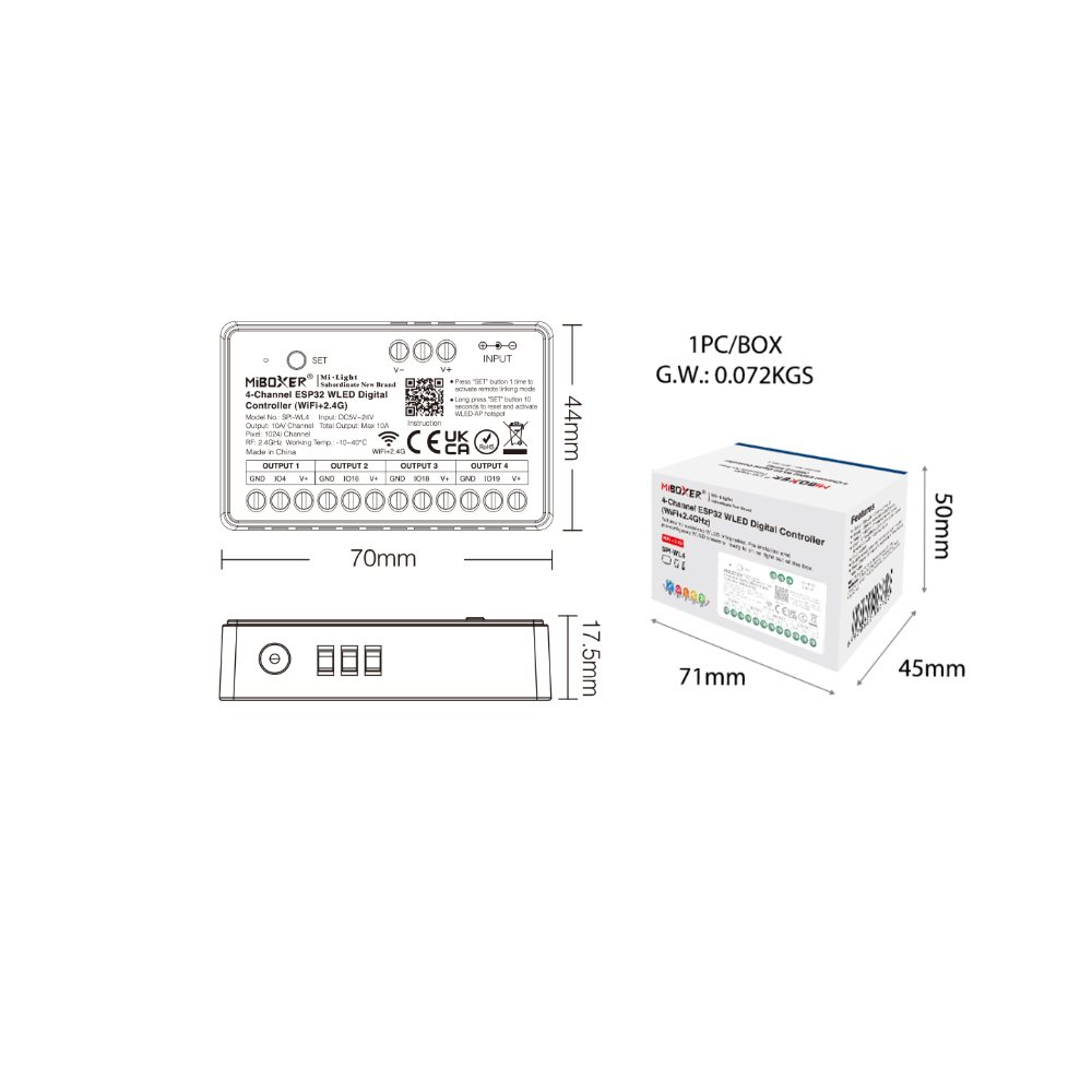 Miboxer SPIW5-4 5in1 SPI LED C - đánh giá và giá Wifi Led Dimmer
