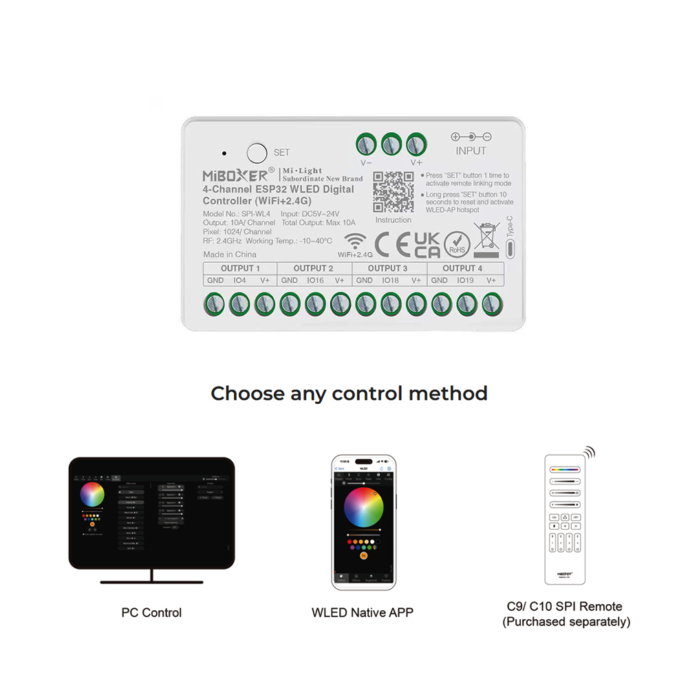 Miboxer SPIW5-4 5in1 SPI LED C - đánh giá và giá Wifi Led Dimmer