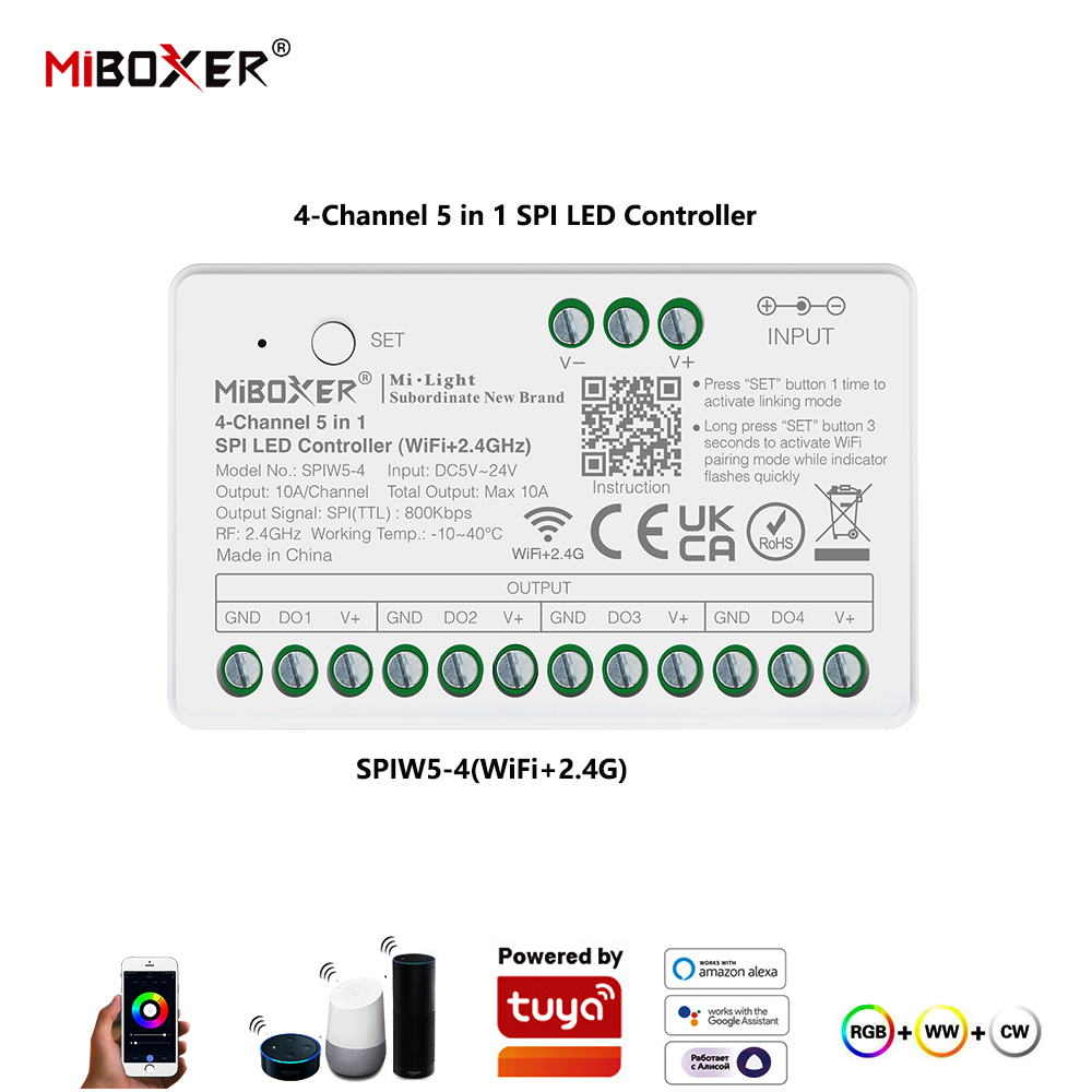 Miboxer SPIW5-4 5in1 SPI LED C - đánh giá và giá Wifi Led Dimmer